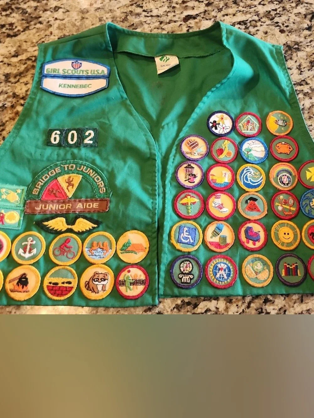 Girls' Junior Green Badge Vest - 602 Bridge to Juniors